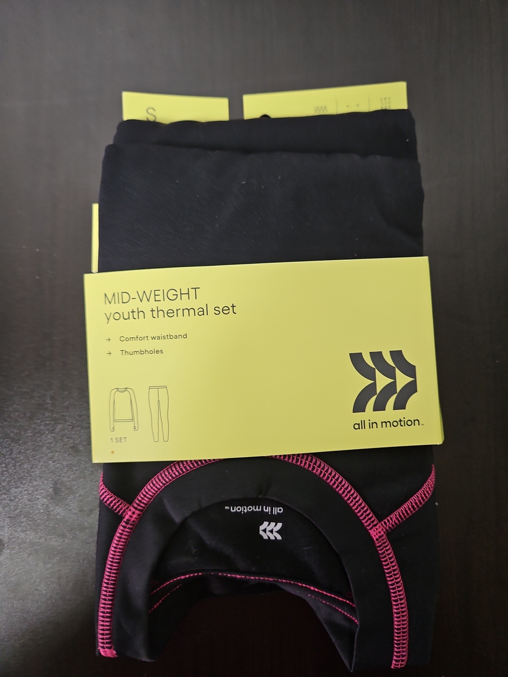 All in Motion Mid-Weight Youth Thermal Set Black/Pink Size S (6/7)